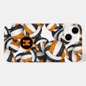 Zwart oranje volleybal, monogrammen meisjes Case-Mate iPhone case (Achterkant (horizontaal))