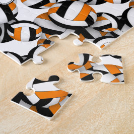 Zwart oranje volleybalteam kleuren naam kind legpuzzel