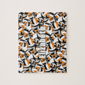 Zwart oranje volleybalteam kleuren naam kind legpuzzel (Verticaal)