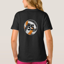 zwart oranje volleybalteam met naam jersey number t-shirt