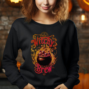 Zwart Oranje Vrouwen Heks Halloween Kostuum Trui