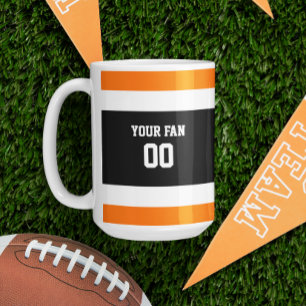 Zwart, Oranje & Wit Voetbalteam Gepersonaliseerd Koffiemok