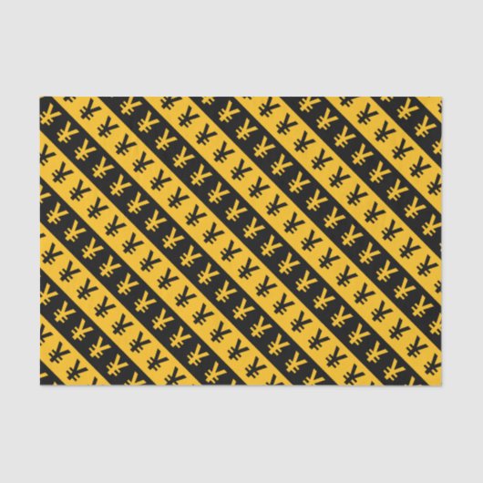 Zwart-Oranje Yen-teken ( ¥) Gestreepte patroon Tissuepapier (Voorkant)