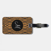 Zwart & Oranje Zebrapatroon Gepersonaliseerd Bagagelabel (Achterkant horizontaal)