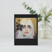 Zwart orchidee meisje, originele kunst briefkaart (Staand voorkant)