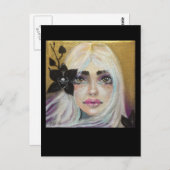 Zwart orchidee meisje, originele kunst briefkaart (Voorkant / Achterkant)