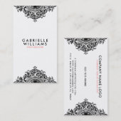 , zwart ornament ontwerp visitekaartje (Voorkant / Achterkant)