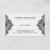 , zwart ornament ontwerp visitekaartje (Achterkant)