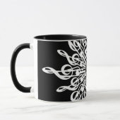 Zwart Ornamental Treble Clef Monogram Mok (Links)