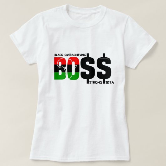 Zwart Overachieving Sterke Sista T-shirt (Design voorkant)