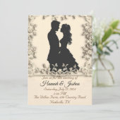 Zwart overzicht van een paar bruiloft uitnodiging (Staand voorkant)