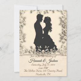 Zwart overzicht van een paar bruiloft uitnodiging