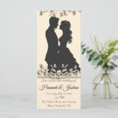 Zwart overzicht van een paar bruiloft uitnodiging (Staand voorkant)