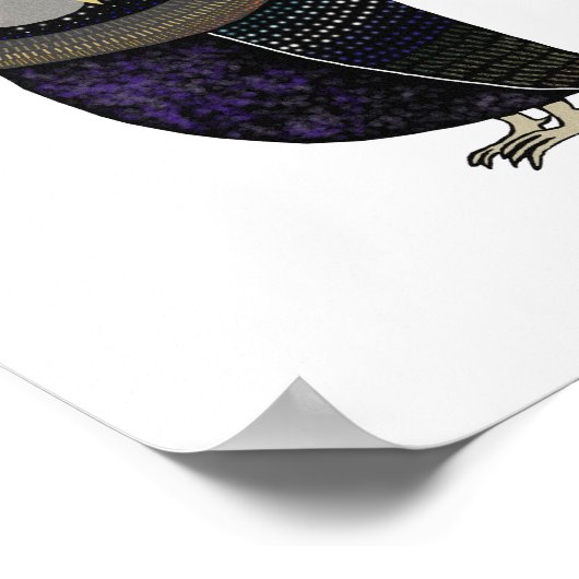 Zwart Owl Blue Feather Poster van MiKa Art (Hoek)