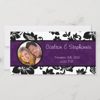 Zwart/Paaarse Bloemendamast Fotoaankondiging Aankondiging