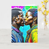 Zwart Paar Kussen in Liefde Jubileum Kaart (Gele Bloem)