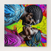 Zwart Paar Kussen in Liefde Legpuzzel (Horizontaal)