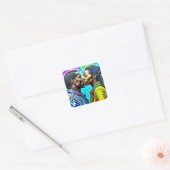 Zwart Paar Kussen in Liefde Vierkante Sticker (Envelop)