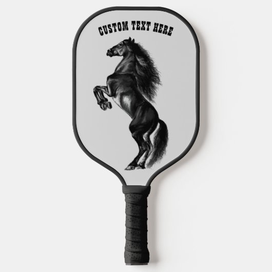 Zwart paard Aangepaste tekst Pickleball Paddle (Voorkant)