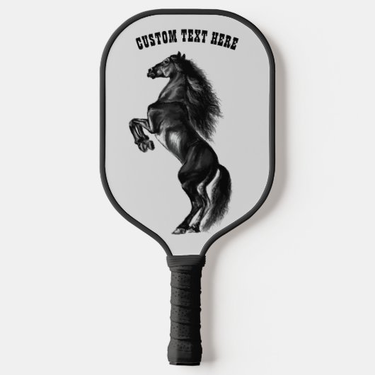 Zwart paard Aangepaste tekst Pickleball Paddle (Achterkant)