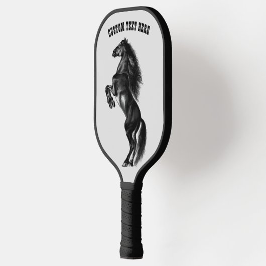 Zwart paard Aangepaste tekst Pickleball Paddle (Links)