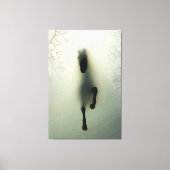 Zwart paard dat in het bos loopt canvas afdruk (Voorkant)