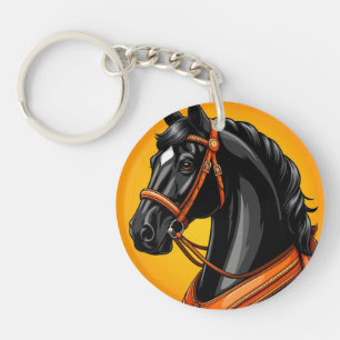 🐎 Zwart Paard Design Dierenliefhebbers Cadeau 🐎 Sleutelhanger