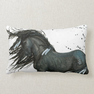Zwart paard door Bihrle Pillow Kussen