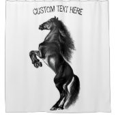 Zwart Paard Douchegordijn met aangepaste tekst (Voorkant)
