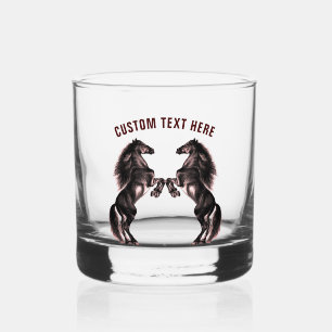 Zwart paard en aangepaste tekst gepersonaliseerd whisky glas