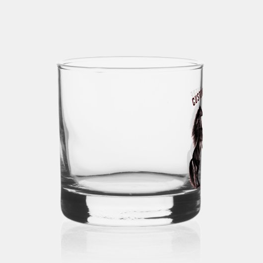 Zwart paard en aangepaste tekst gepersonaliseerd whisky glas (Links)
