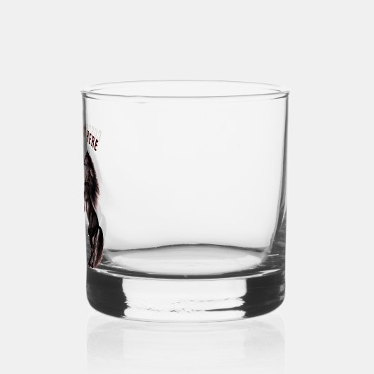 Zwart paard en aangepaste tekst gepersonaliseerd whisky glas (Rechts)