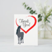  zwart paard en rood hart dank u briefkaart (Staand voorkant)