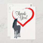  zwart paard en rood hart dank u briefkaart (Voorkant / Achterkant)