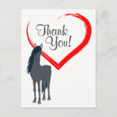 zwart paard en rood hart dank u briefkaart (Voorkant)