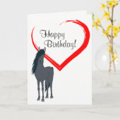  zwart paard en rood hart gelukkige verjaardag kaart (Gele Bloem)