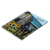  zwart paard en zonnebloemen gepersonaliseerd notitieboek (Linkerzijde)