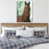 Zwart Paard Friese Paard - Ingewikkeld Canvas Afdruk (Insitu (Slaapkamer))