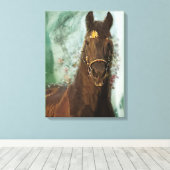 Zwart Paard Friese Paard - Ingewikkeld Canvas Afdruk (Insitu (Houten vloer))