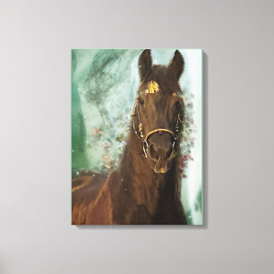 Zwart Paard Friese Paard - Ingewikkeld Canvas Afdruk