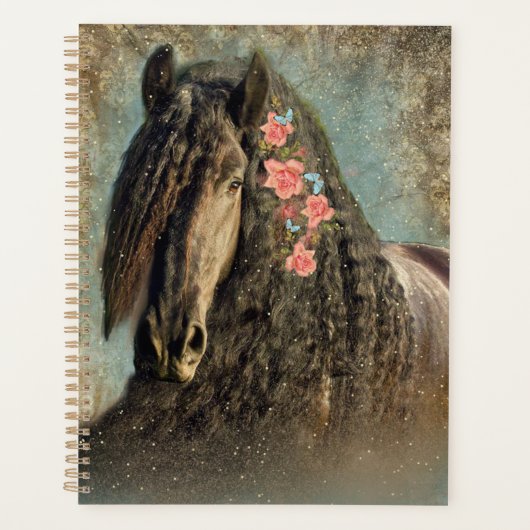 Zwart Paard Friese Paard - Kalender, Planner (Voorkant)