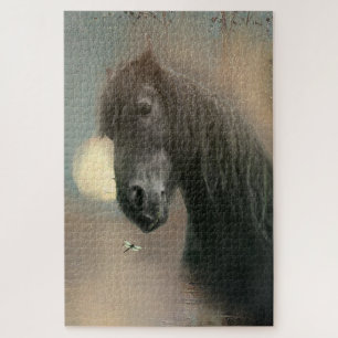 Zwart Paard Friesian - Puzzel