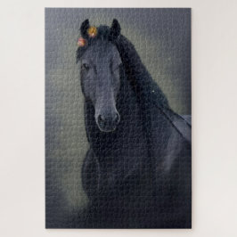 Zwart Paard Friesian - Puzzel
