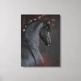 Zwart paard - gewikkeld canvas