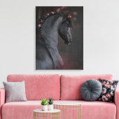 Zwart paard - gewikkeld canvas afdruk (Insitu (Woonkamer))