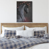 Zwart paard - gewikkeld canvas afdruk (Insitu (Slaapkamer))