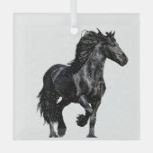 Zwart paard glas ornament (Voorkant)