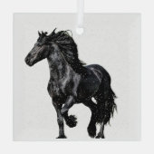 Zwart paard glas ornament (Achterkant)
