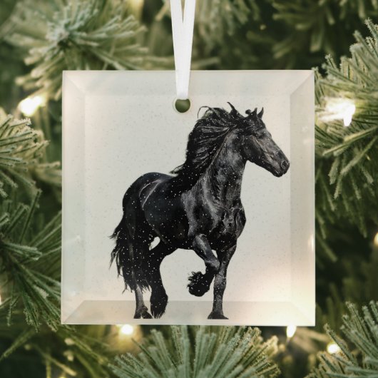 Zwart paard glas ornament (Insitu)