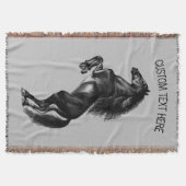 Zwart Paard Gooi Deken met Aangepaste Tekst (Voorkant)